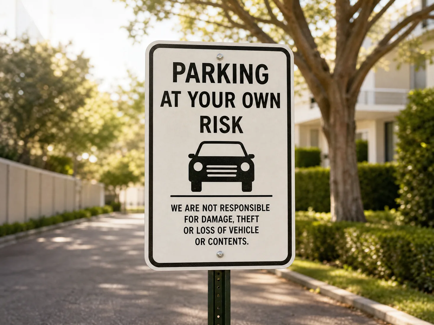 A parking warning sign